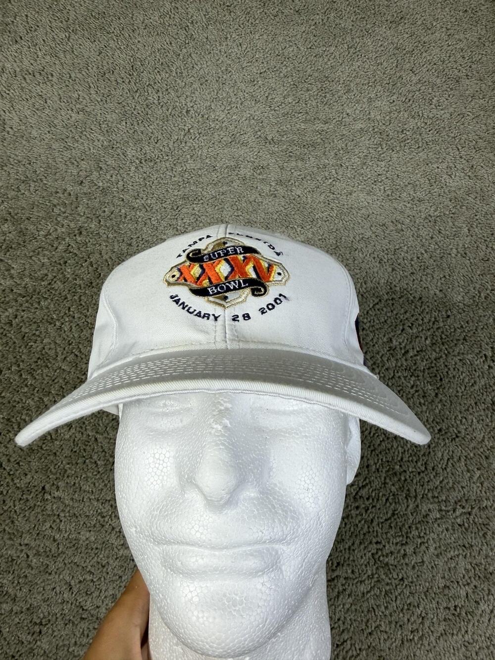 Vintage New York Giants Hat Mens One Size White Super Bowl XXXV Logo Athletic